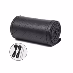 Car Steering Wheel Braid Cover Universal Fiber Leather Car Steering-wheel - Black Black