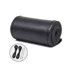 Car Steering Wheel Braid Cover Universal Fiber Leather Car Steering-wheel - Black Black