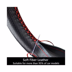 Car Steering Wheel Cover Non-Slip Soft Artificial leather 38cm With Needles - Gray Thread