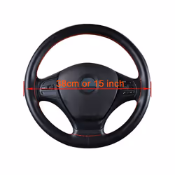 DIY Soft Fiber Leather Steering Wheel Covers Universal braid Car steering-wheel - Black Thread