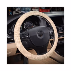 Braid On Steering Wheel Car Steering Wheel Cover With Needles and Mesh - Beige