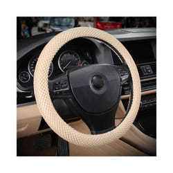 Braid On Steering Wheel Car Steering Wheel Cover With Needles and Mesh - Beige