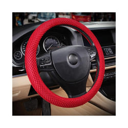 Braid On Steering Wheel Car Steering Wheel Cover With Needles and Mesh - Red