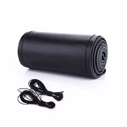 Leather Car Steering Wheel Cover Car Braid On The Steering Wheel 38 cm - Black-Sideline Type