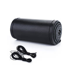 Leather Car Steering Wheel Cover Car Braid On The Steering Wheel 38 cm - Black-Sideline Type