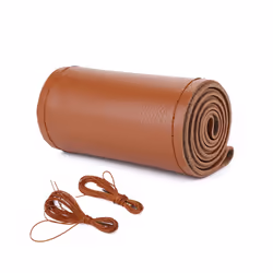 Leather Car Steering Wheel Cover Car Braid On The Steering Wheel 38 cm - Brown-Sideline Type