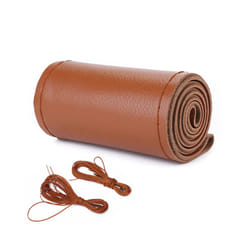 Leather Car Steering Wheel Cover Car Braid On The Steering Wheel 38 cm - Brown-Sideline Type