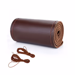 Leather Car Steering Wheel Cover Car Braid On The Steering Wheel 38 cm - Coffee-Sideline Type