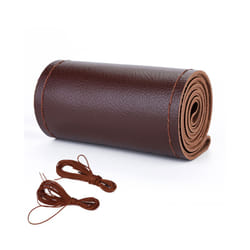 Leather Car Steering Wheel Cover Car Braid On The Steering Wheel 38 cm - Coffee-Sideline Type