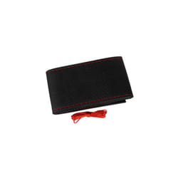PU Leather Hand Sewing Universal Auto Car Steering Wheel Cover Wrap For - Black Red
