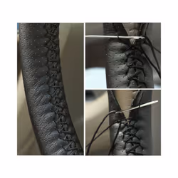 PU Leather Hand Sewing Universal Auto Car Steering Wheel Cover Wrap For - Gray