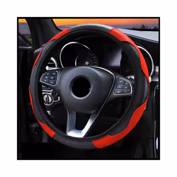 New Universal Car Steering Wheel Cover Anti Slip PU Leather Steering Wheel - 1Claret
