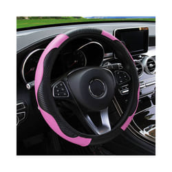 New Universal Car Steering Wheel Cover Anti Slip PU Leather Steering Wheel - 1Pink