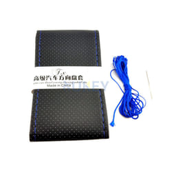 DIY PU Leather Auto Car Steering Wheel Cover Hand Sewing Hand-stitched - Black and Blue