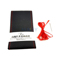 DIY PU Leather Auto Car Steering Wheel Cover Hand Sewing Hand-stitched - Black and Red