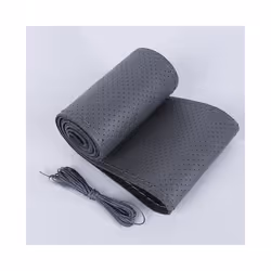 Car Steering Wheel Braid Cover Needles And Thread Artificial Leather Car - grey