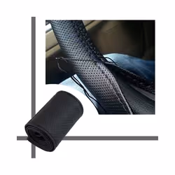 Car Steering Wheel Braid Cover Needles And Thread Artificial Leather Car - grey