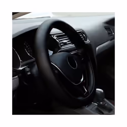 Car Steering Wheel Braid Cover Needles And Thread Artificial Leather Car - grey