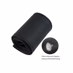 Car Steering Wheel Braid Cover Needles And Thread Artificial Leather Car - grey gray