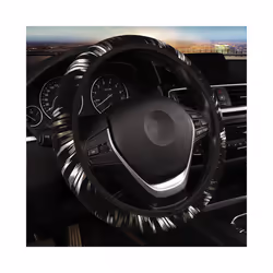 1Pc Car Accessories Wheel Cover on The Steering Wheel Braid on The Steering - black