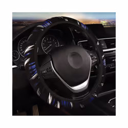 1Pc Car Accessories Wheel Cover on The Steering Wheel Braid on The Steering - black