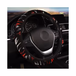 1Pc Car Accessories Wheel Cover on The Steering Wheel Braid on The Steering - black