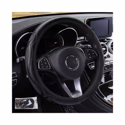 Universal Car Steering Wheel Cover Breathable Anti Slip Leather Steering - black