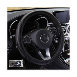 Universal Car Steering Wheel Cover Breathable Anti Slip Leather Steering - black
