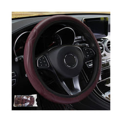 Universal Car Steering Wheel Cover Breathable Anti Slip Leather Steering - wine red