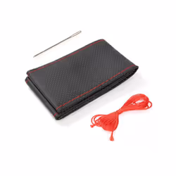 Car Steering Wheel Braid Cover Needles And Thread Artificial Leather Car - Black Red Thread