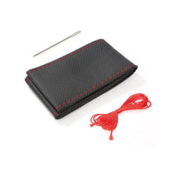Car Steering Wheel Braid Cover Needles And Thread Artificial Leather Car - Black Red Thread