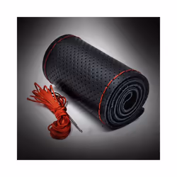 Car Steering Wheel Braid Cover Needles And Thread Artificial Leather Car - Black Red Thread