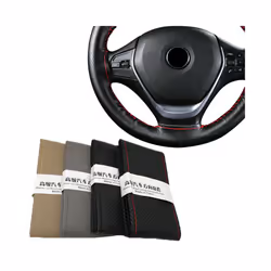 Braid On Steering Wheel Car Steering Wheel Cover With Needles and Thread - Black red