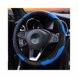 Car Steering Wheel Cover Carbon Fiber Breathable Anti Slip PU Leather - red wine