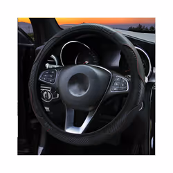 Car Steering Wheel Cover Breathable Anti Slip PU Leather Steering Covers - black