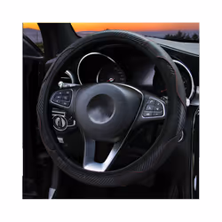 Car Steering Wheel Cover Breathable Anti Slip PU Leather Steering Covers - black