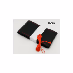 Car steering wheel cover with needle and threaded faux leather case for - Black red-36cm