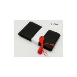 Car steering wheel cover with needle and threaded faux leather case for - Black red-38cm