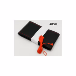 Car steering wheel cover with needle and threaded faux leather case for - Black red-40cm