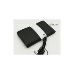 Car steering wheel cover with needle and threaded faux leather case for - Black-38cm