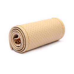 Non-Slip Soft Artificial Leather 38cm Car Steering Wheel Cover With Needles - Beige Thread