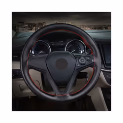 Non-Slip Soft Artificial Leather 38cm Car Steering Wheel Cover With Needles - Beige Thread