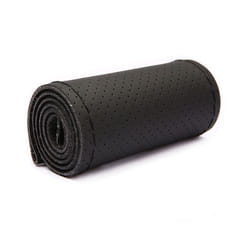 Non-Slip Soft Artificial Leather 38cm Car Steering Wheel Cover With Needles - Black Thread