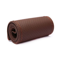 Non-Slip Soft Artificial Leather 38cm Car Steering Wheel Cover With Needles - Brown Thread
