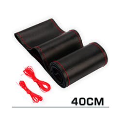 Universal Car Steering Wheel Braid Cover Extra Large 40 42 45 47 50CM - Black-Red-40CM