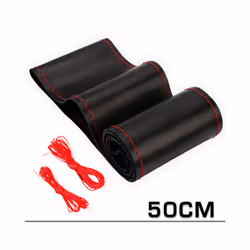 Universal Car Steering Wheel Braid Cover Extra Large 40 42 45 47 50CM - Black-Red-50CM