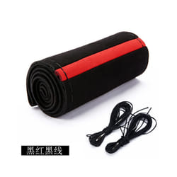 Black Suede Red Mark Braid On Steering Wheel Car Steering Wheel Cover - Red-black line