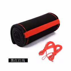 Black Suede Red Mark Braid On Steering Wheel Car Steering Wheel Cover - Red-red line