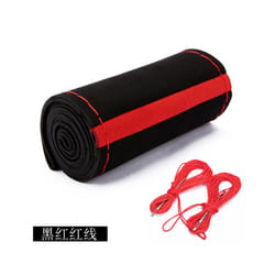 Black Suede Red Mark Braid On Steering Wheel Car Steering Wheel Cover - Red-red line