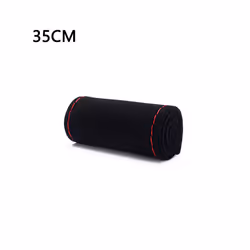 35cm/38CM Premium Fur Steering Wheel Cover Braiding Car Steering Wheel - Red line-35CM